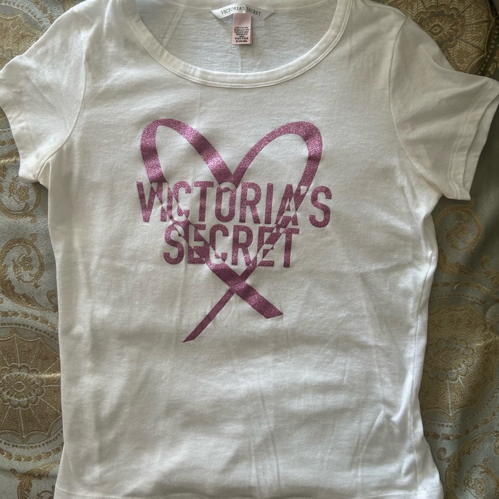 Victoria's Secret White Tee with Pink Heart Logo